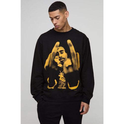 Oversized Extended Neck Tupac License Sweat - S - Boohooman - Modalova