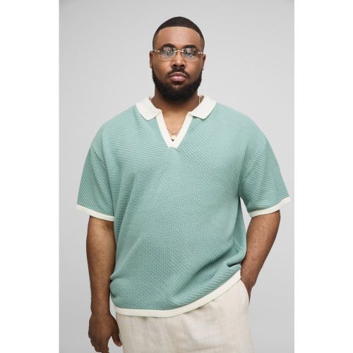 Grande taille - Polo de rugby oversize en maille contrastante - 2XL - Boohooman - Modalova