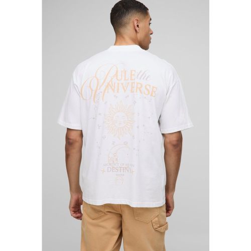 T-shirt oversize à col montant et imprimé Rule The Universe - S - Boohooman - Modalova