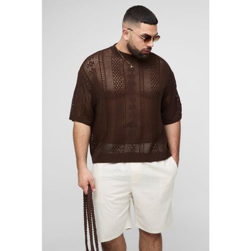 Grande taille - T-shirt oversize en maille ouverte - 2XL - Boohooman - Modalova