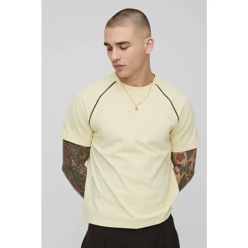 T-shirt oversize à surpiqûres contrastantes - S - Boohooman - Modalova