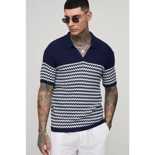 Tall - Polo rayé à col V - 2XL - Boohooman - Modalova