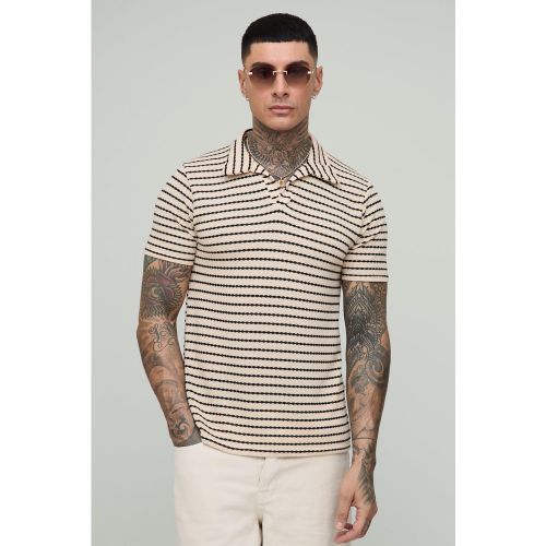 Tall - Polo cintré texturé à rayures - 2XL - Boohooman - Modalova