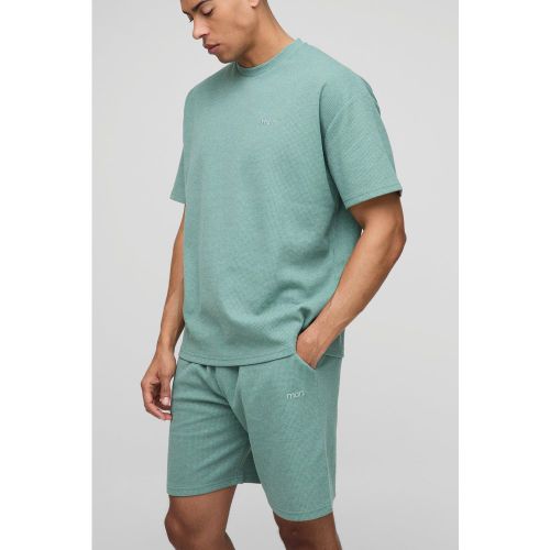 Ensemble oversize en tissu gaufré avec t-shirt et short - MAN - S - Boohooman - Modalova