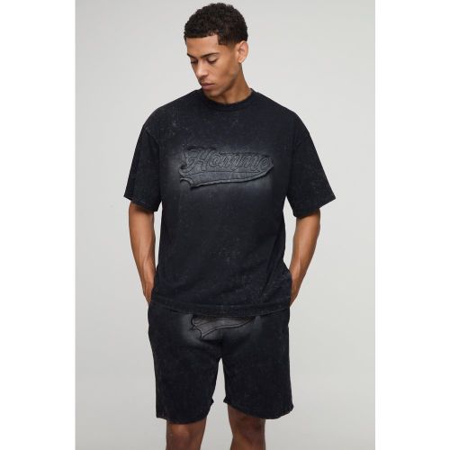 Ensemble oversize délavé à écussons - S - Boohooman - Modalova