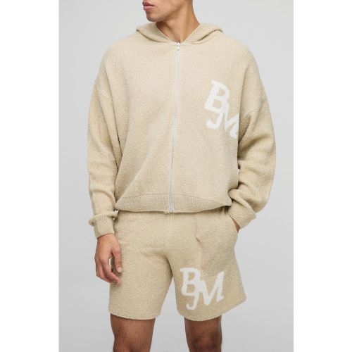 Ensemble en maille avec sweat à capuche zippé et short - S - Boohooman - Modalova