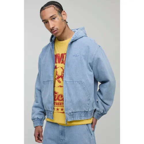 Sweat à capuche oversize en jean homme - S - Boohooman - Modalova