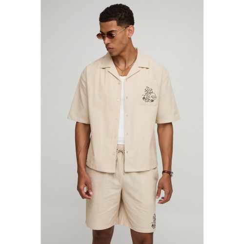 Ensemble oversize à broderie avec short - S - Boohooman - Modalova