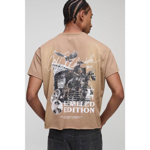 Oversized Shrunken Washed Distressed Western Graphic T-Shirt - S - Boohooman - Modalova