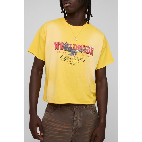 T-shirt oversize délavé à imprimé aigle - S - Boohooman - Modalova