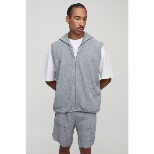 Ensemble côtelé avec sweat à capuche oversize et short - S - Boohooman - Modalova