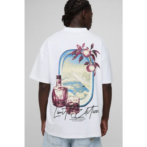 T-shirt oversize à col montant et imprimé nuages - S - Boohooman - Modalova
