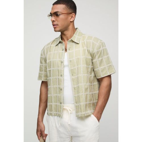 Chemise oversize à carreaux et broderie - S - Boohooman - Modalova
