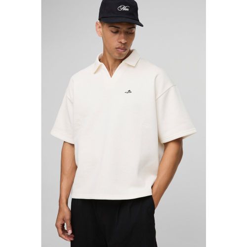 Polo de rugby oversize à manches courtes et broderie B homme - S - Boohooman - Modalova