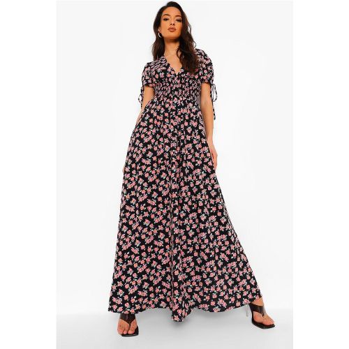Robe Longue Froncée À Fleurs - 36 - boohoo - Modalova