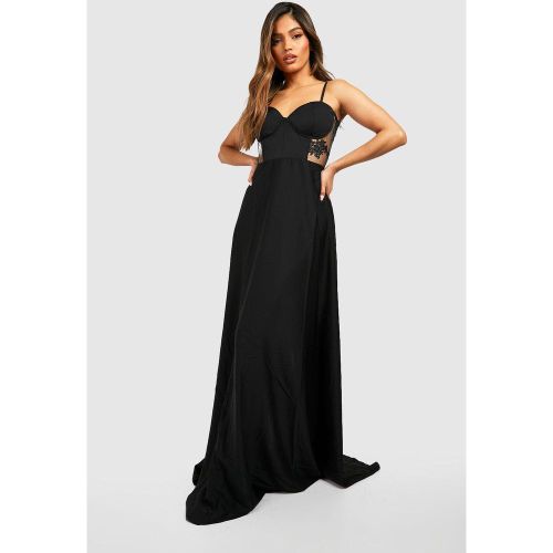 Robe Corset Longue À Dentelle Contrastée - 36 - boohoo - Modalova