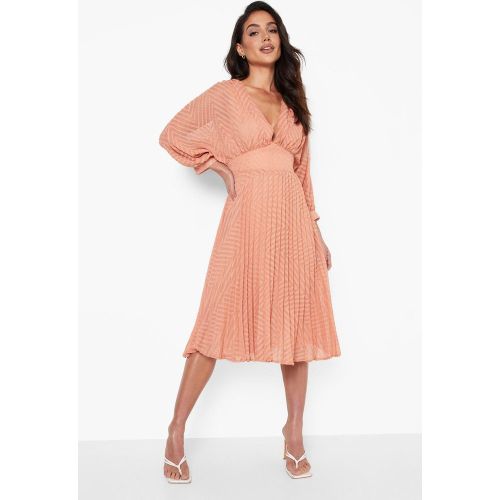 Robe Mi Longue Plissée À Manches Ballon - 36 - boohoo - Modalova