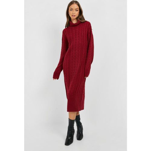 Robe Pull Mi-Longue À Col Roulé En Maille Torsadée - S - boohoo - Modalova