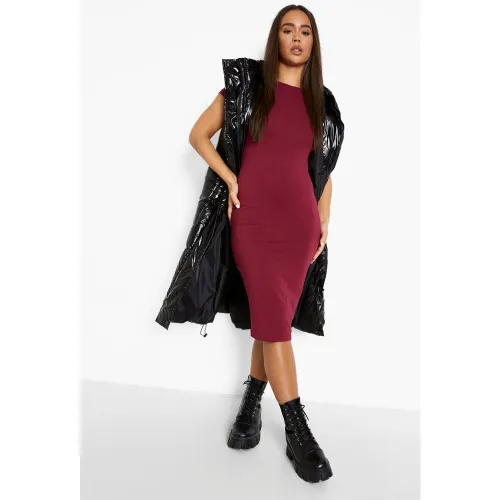 Robe Mi-Longue Moulante À Manches Courtes - 36 - boohoo - Modalova