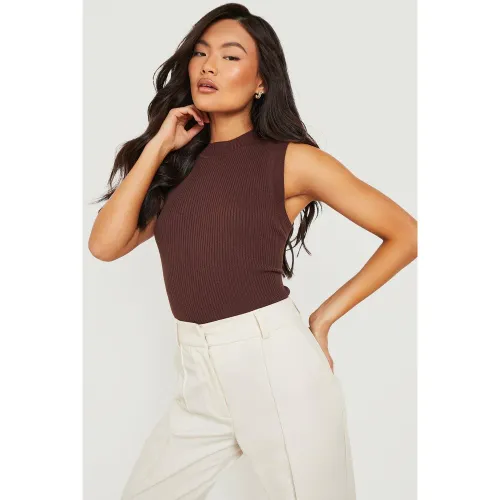 Crop Top Côtelé À Col Montant - M - boohoo - Modalova