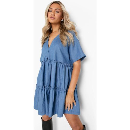 Robe D'Été En Jean À Col V - 34 - boohoo - Modalova