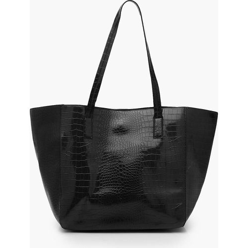 Tote Bag Oversize En Simili Effet Croco - boohoo - Modalova