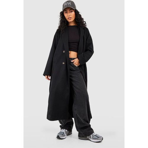 Manteau Cache-Cœur Long Effet Laine À Ceinture - boohoo - Modalova