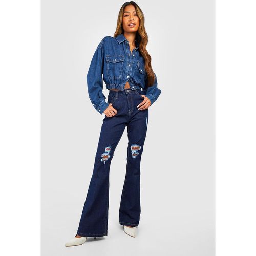 Jean Flare Basique À Taille Haute Et Déchirures - 36 - boohoo - Modalova