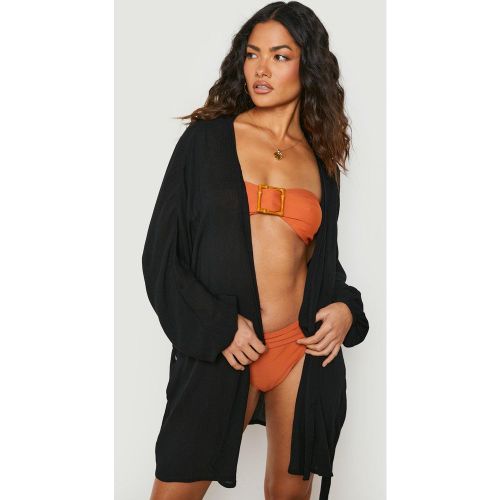 Kimono De Plage Texturé Avec Short À Ceinture - S - boohoo - Modalova