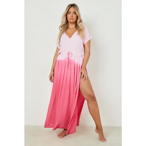 Grande Taille - Tunique De Plage Surteinte En Mousseline De Soie - 44 - boohoo - Modalova