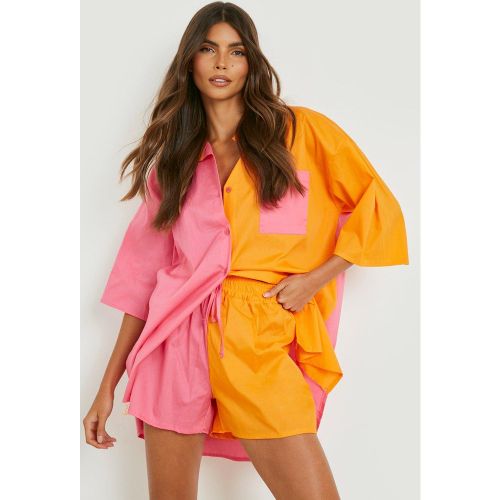Ensemble Oversize En Popeline Avec Chemise Et Short - 44 - boohoo - Modalova