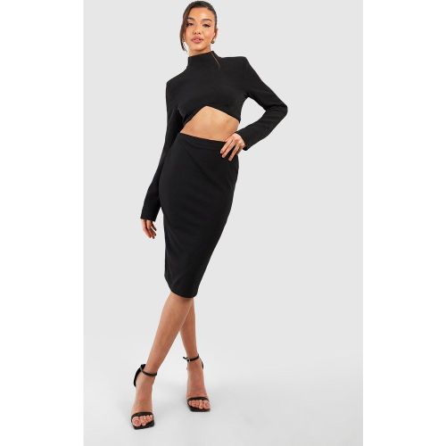 Jupe Mi-Longue Épaisse Basique En Tissu Crêpe - 34 - boohoo - Modalova