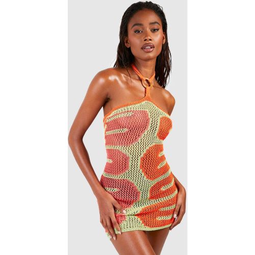 Robe De Plage En Crochet À Dos Nu À Col Carré - S - boohoo - Modalova