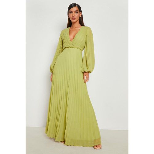 Robe Asymétrique Plissée En Mousseline De Soie - 40 - boohoo - Modalova