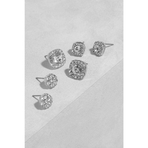 Lot De 3 Paires De Boucles D'Oreilles Strassées ées - One Size - boohoo - Modalova