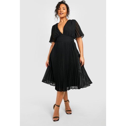 Grande Taille - Robe Patineuse Mi-Longue Texturée - 48 - boohoo - Modalova