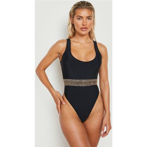 Maillot De Bain Une Pièce À Col Rond Et Strass - 40 - boohoo - Modalova