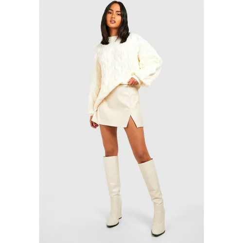 Pull En Maille Côtelée Épaisse - Blanc Écru - S, Blanc Écru - boohoo - Modalova