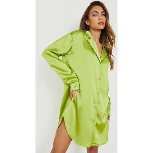 Robe Chemise Oversize En Satin - 38 - boohoo - Modalova