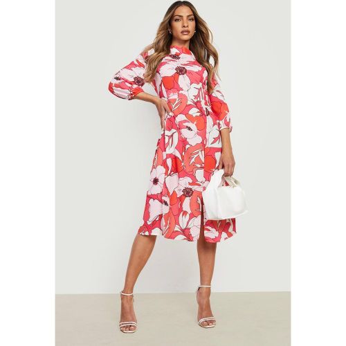 Robe Mi-Longue À Fentes Et Imprimé Fleuri - 36 - boohoo - Modalova