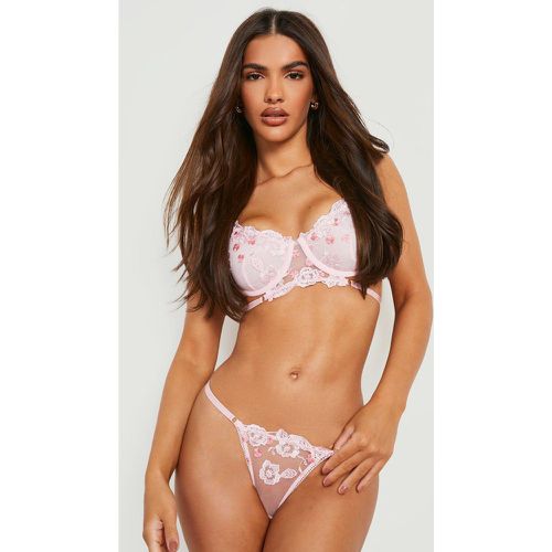 Ensemble Brodé Avec Soutien-Gorge En Mesh Et String - S - boohoo - Modalova