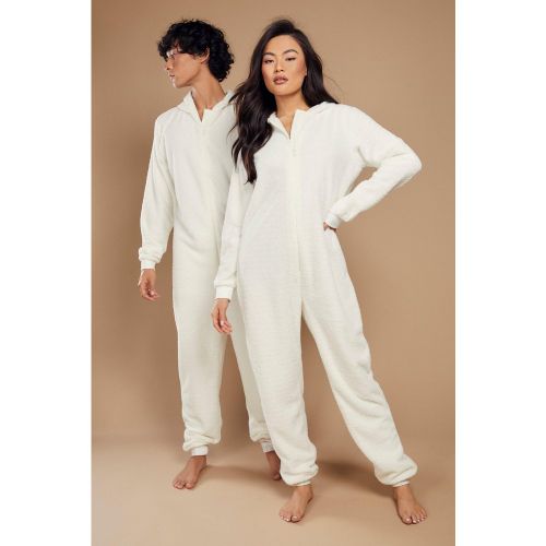 Onesie Confort En Polaire - Blanc Écru - L, Blanc Écru - boohoo - Modalova