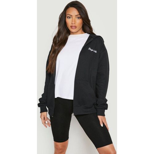 Tall" - Sweat À Capuche Brodé À Col Zippé - S - boohoo - Modalova