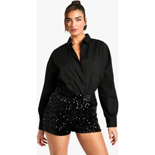 Short Pailleté Taille Haute - 34 - boohoo - Modalova