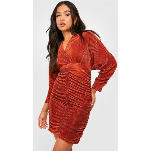 Petite" - Robe Courte Plissée Froncée À Nouer - M - boohoo - Modalova