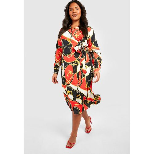 Grande Taille - Robe Portefeuille Mi-Longue Imprimée - 44 - boohoo - Modalova