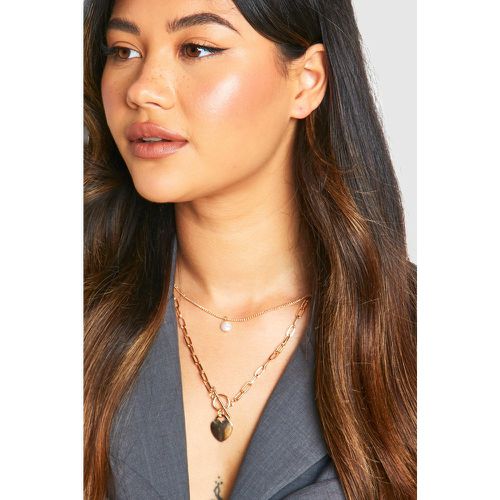 Collier Superposé À Pendentif Cœur - One Size - boohoo - Modalova