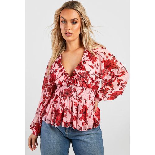 Grande Taille - Top Fleuri Plumetis En Mesh - 44 - boohoo - Modalova