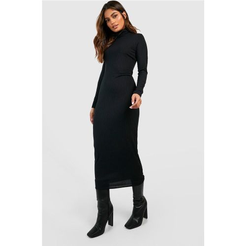 Robe Longue Côtelée À Col Roulé Et Manches Longues - 42 - boohoo - Modalova