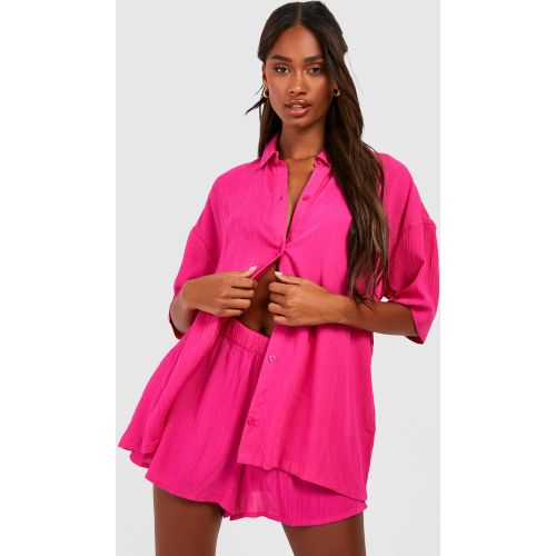 Ensemble Texturé Avec Chemise, Short Et Chouchou - 34 - boohoo - Modalova
